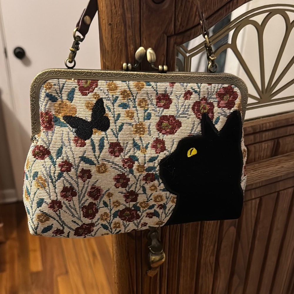 Black Cat Butterfly Purse